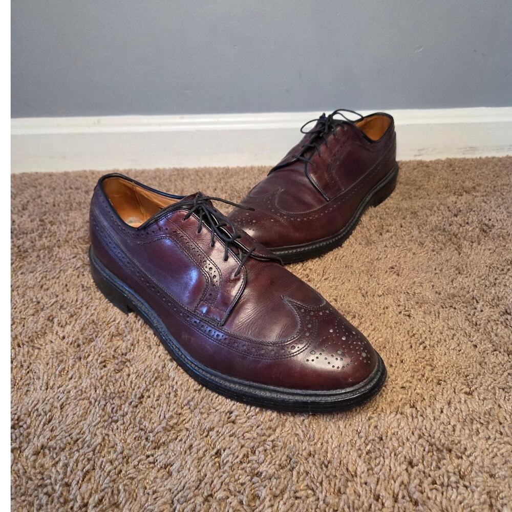 Allen Edmonds hanover wing tip lace up oxford dress shoe burgundy 11 E
